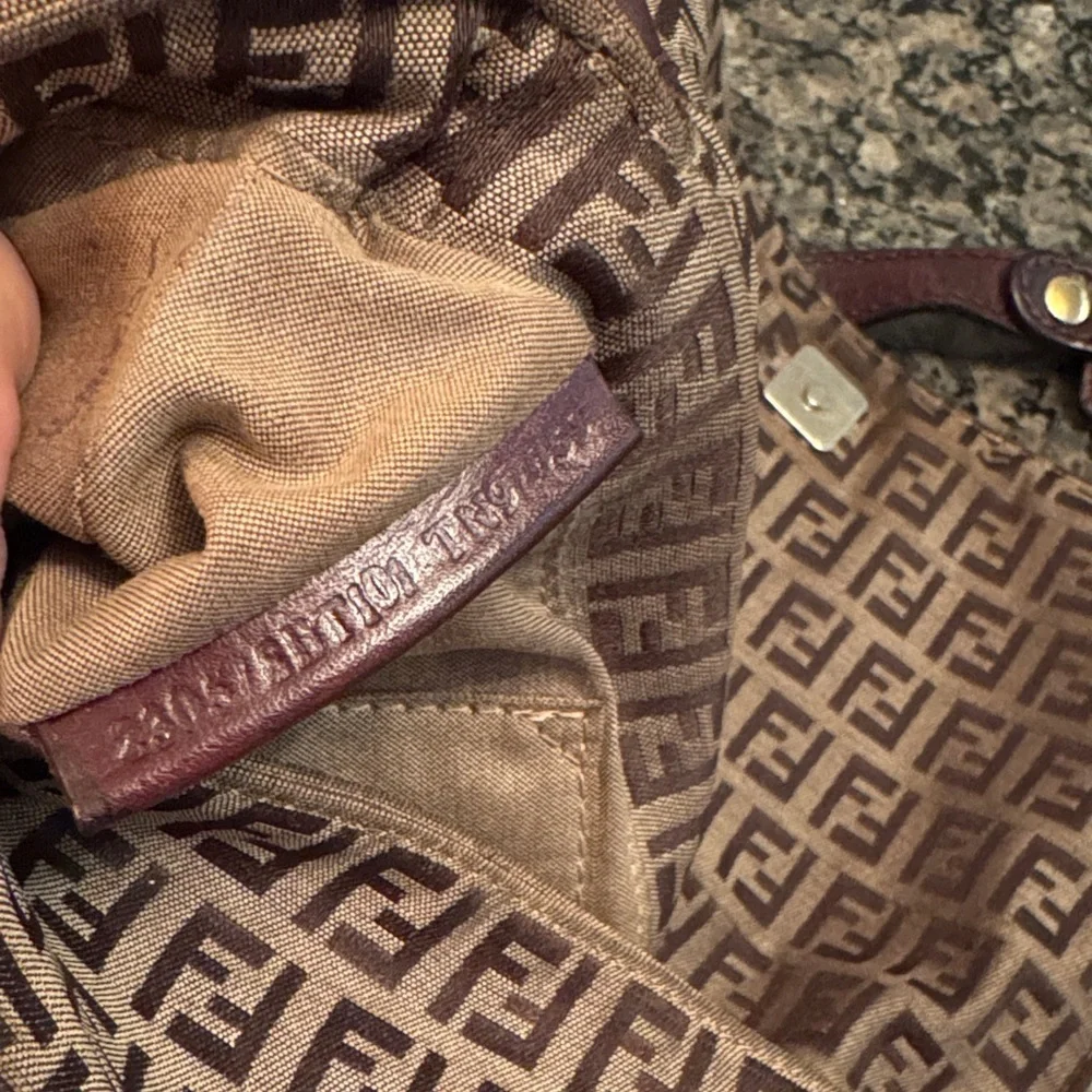 Fendi Zucchino Brown and Dark Brown Monogram flap shoulder Bag